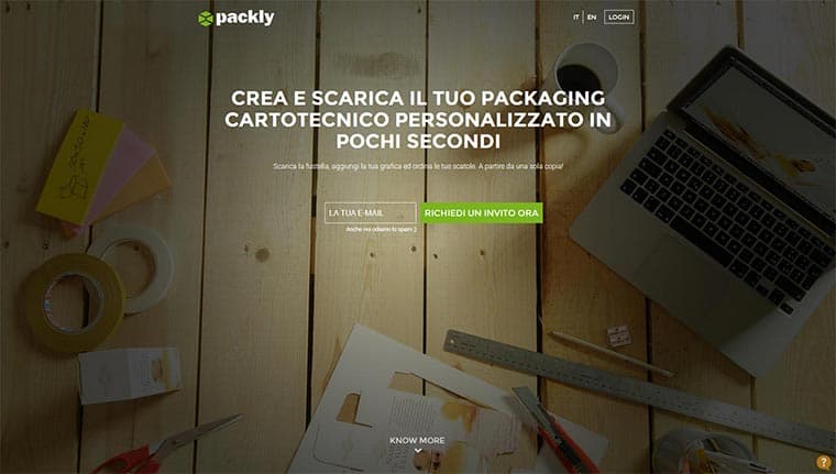 screenshot home packly ita