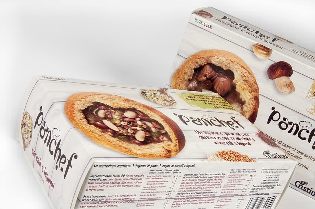 Dettaglio del packaigng realizzato da Cristino Snaks su Packly