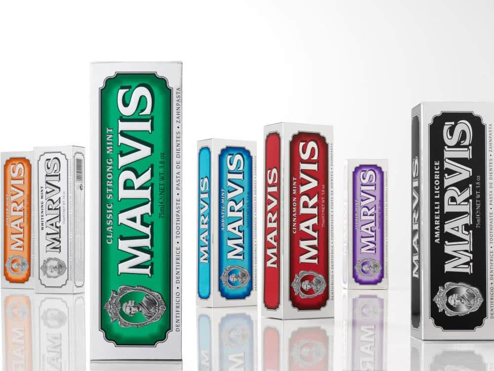 marvis packaging per dentifricio design scatole