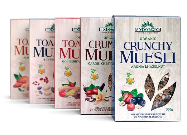 Scatole di muesli con finestra trasparente