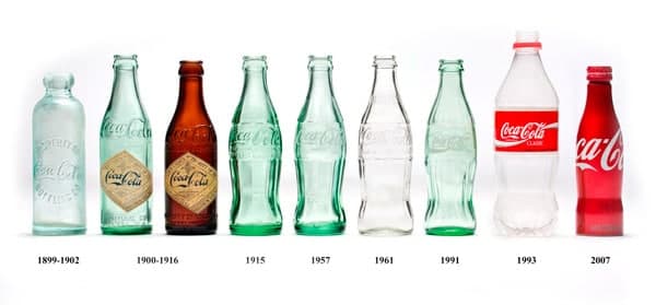 Subsequent prototypes of Coca-Cola bottles