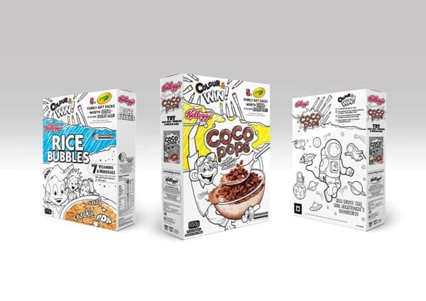 Scatole di cereali Kellog's da colorare