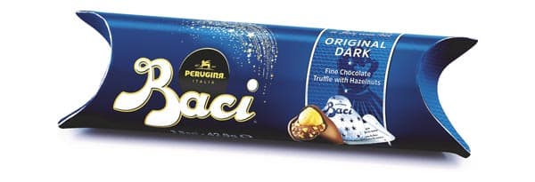 Packaging dei Baci Perugina a tubo