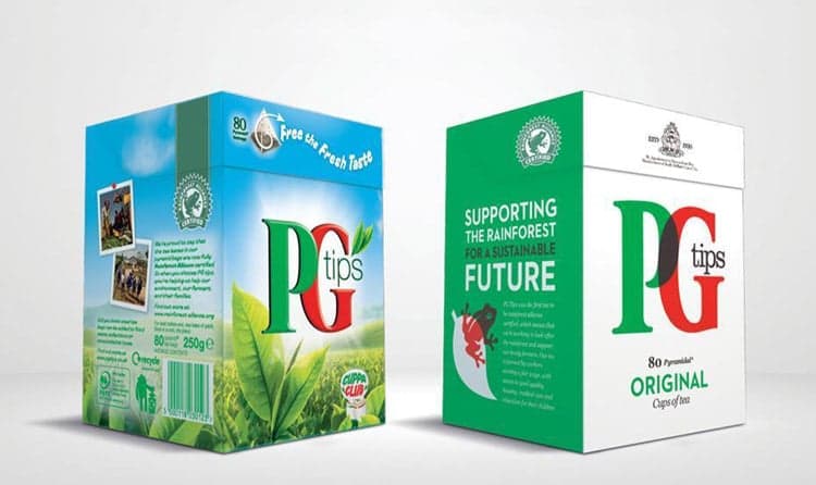 PG tips via le illustrazioni e meno testo