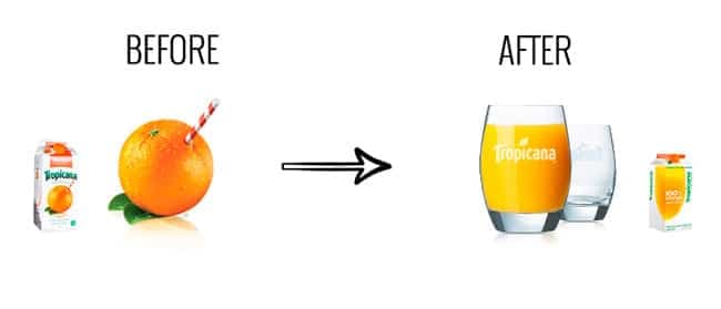 Graphic element before and after