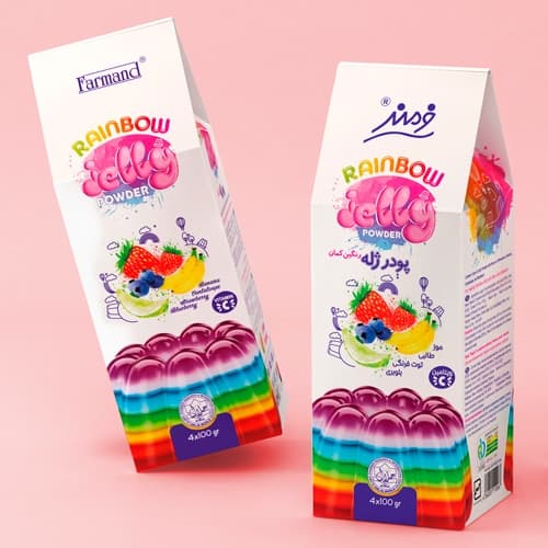Gelatine arcobaleno con packaging a tema