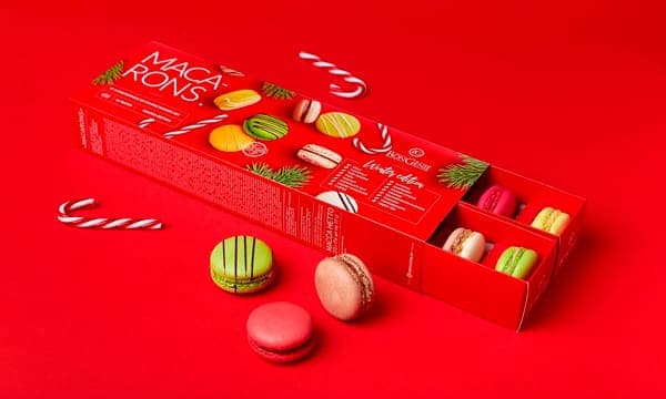 Scatola a fiammifero natalizia per macaron