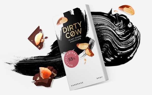 Slim tuck end box for vegan chocolate