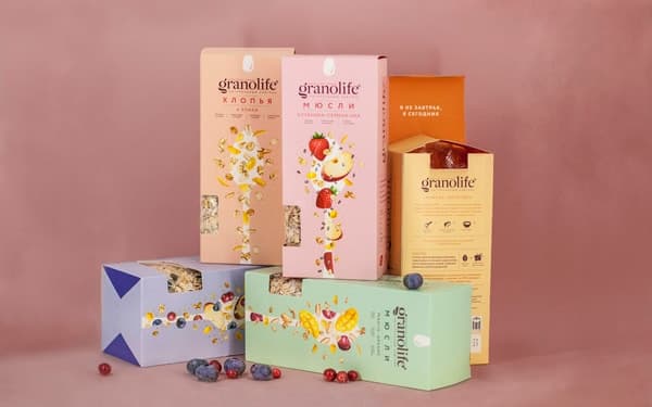 Muesli packvertising tuck end box with lateral window