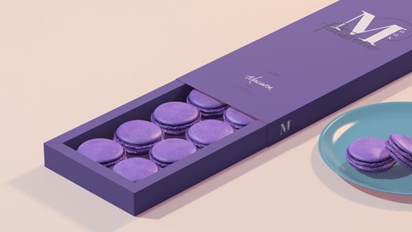 Pull out box with Very Peri macarons