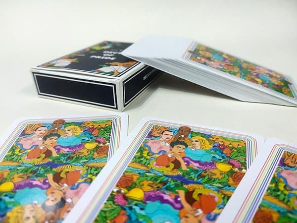 Details on the back of the pride playing cards