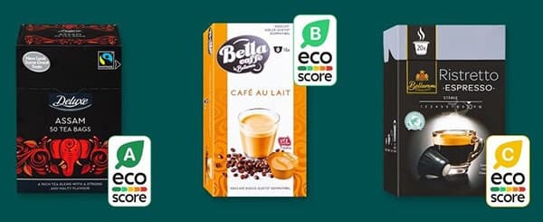 Lidl product range with Eco-score