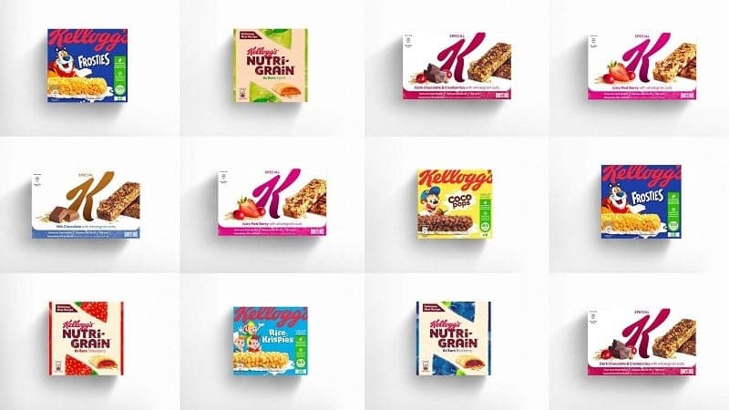 Packaging degli snack Kellogg: il prima