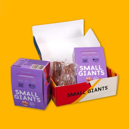 Scatola a valigetta Small Giants con vari packaging