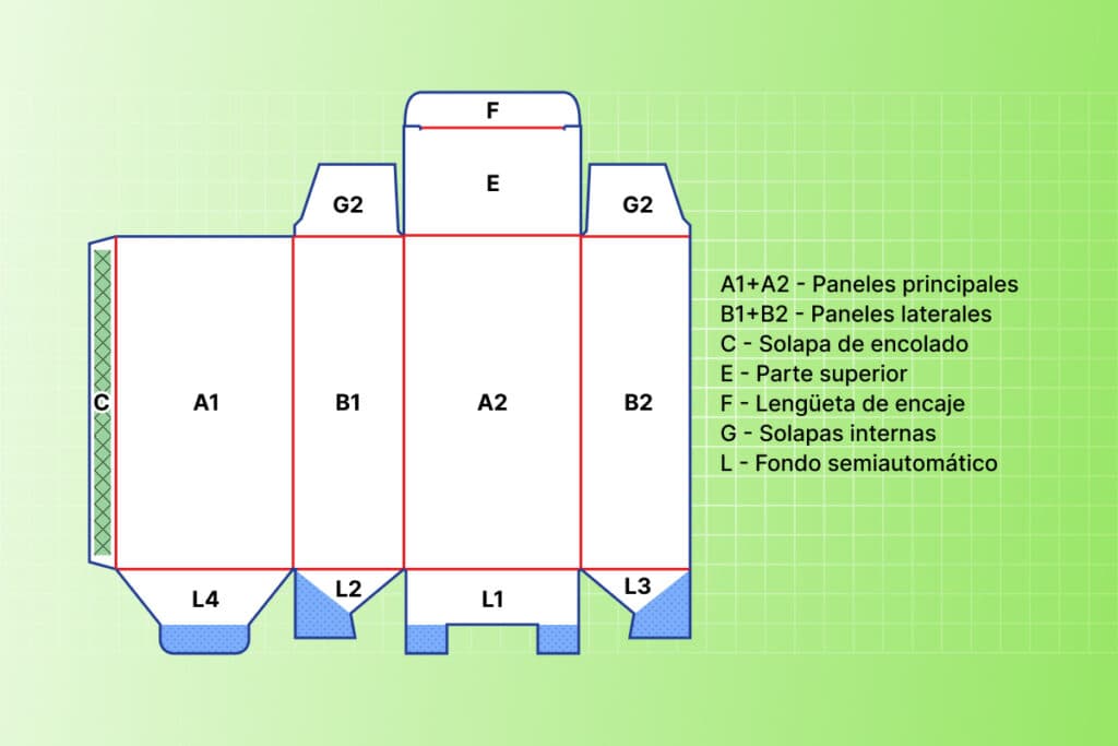 Secciones del cuerpo de la caja