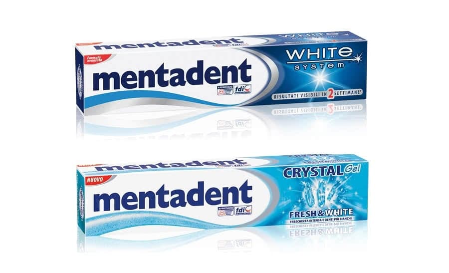 Packaging che utilizza il colore blu per comunicare un senso di pulito.