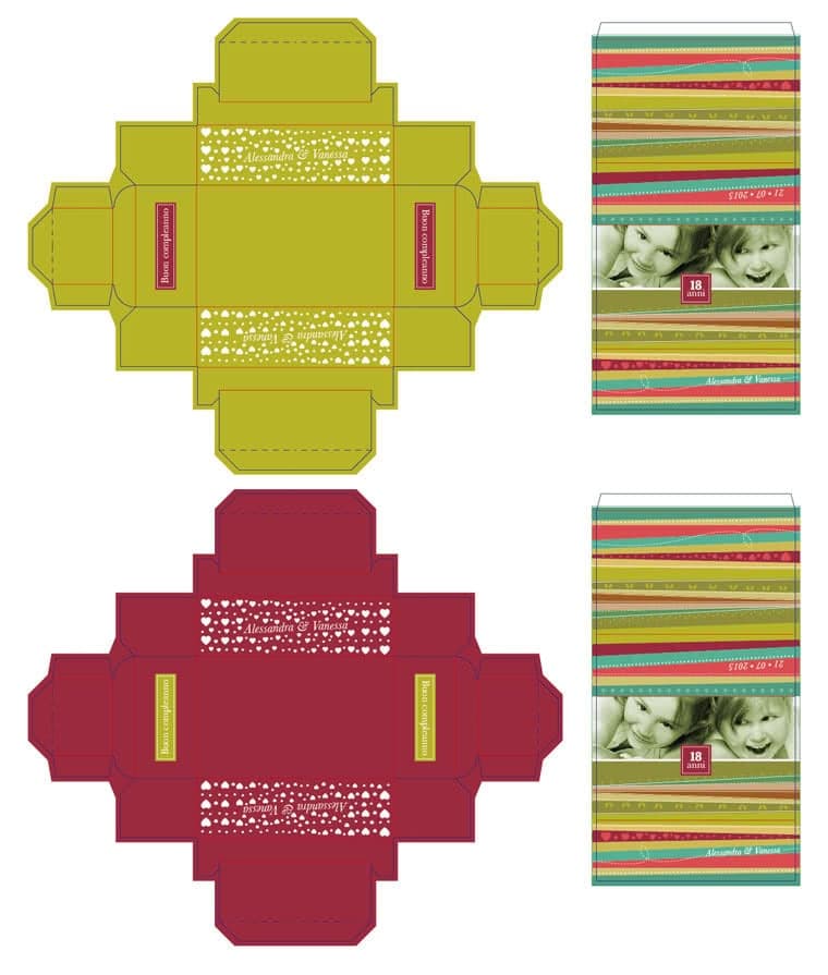 tracciato fustella scatole regalo compleanno