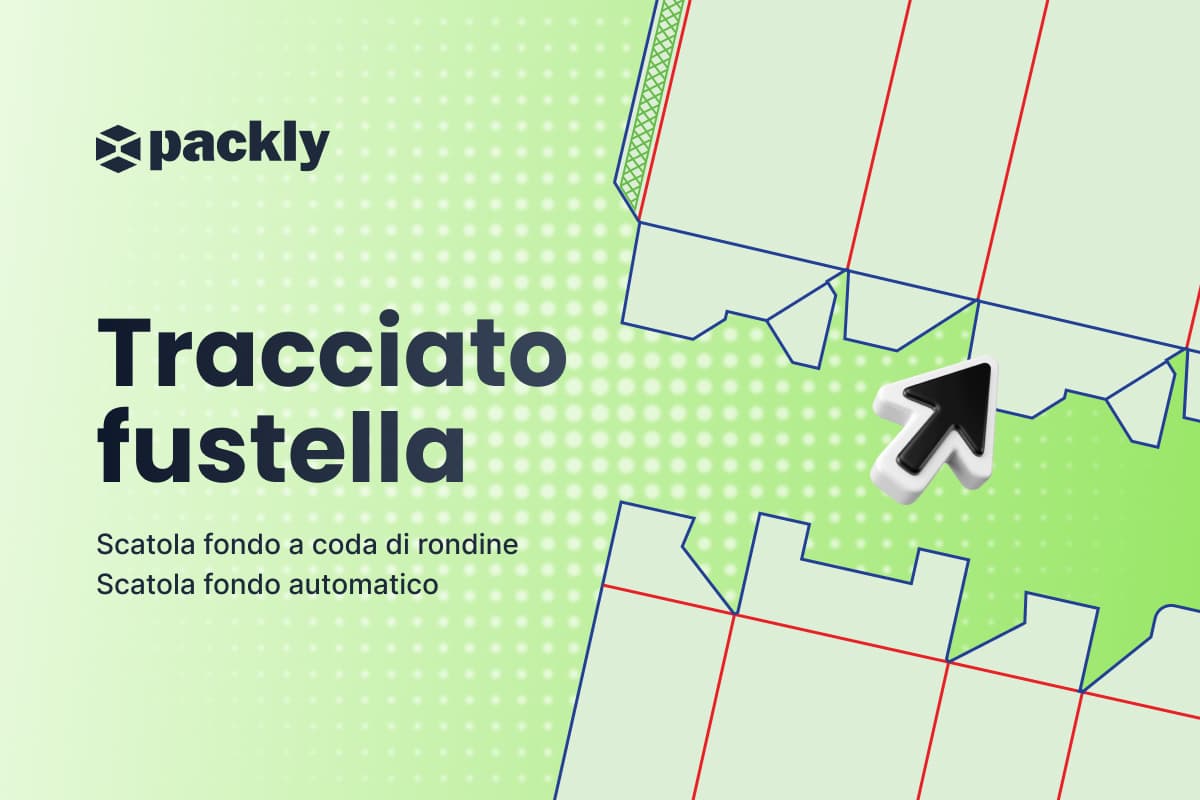 Tracciato fustella per scatole fondo a coda di rondine e fondo automatico