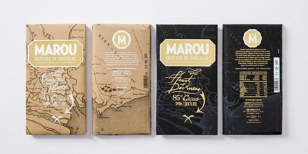 packaging design ispirato a mappe e cartine geografiche