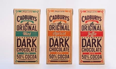 Cardburys dark chocolate packaging