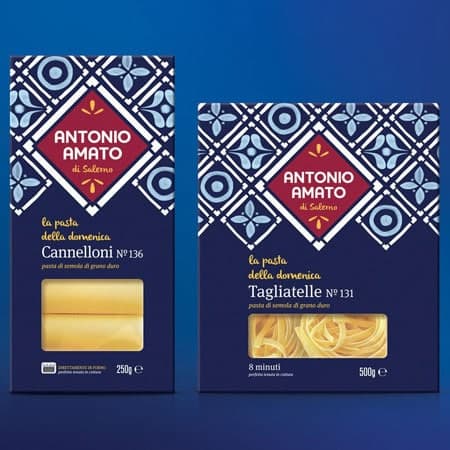 Blue packaging for Sunday pasta
