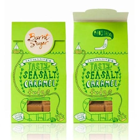 Green packaging for caramel fudge