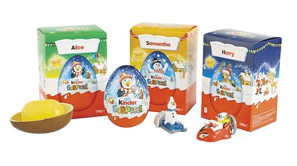 Packaging stagionale con nome ovetti Kinder