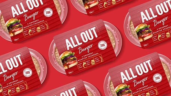 Fascetta rossa in cartoncino per burger vegetale