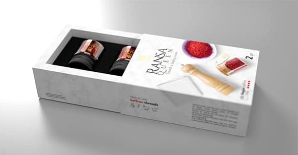 Scatola a fiammifero per fiale di zafferano