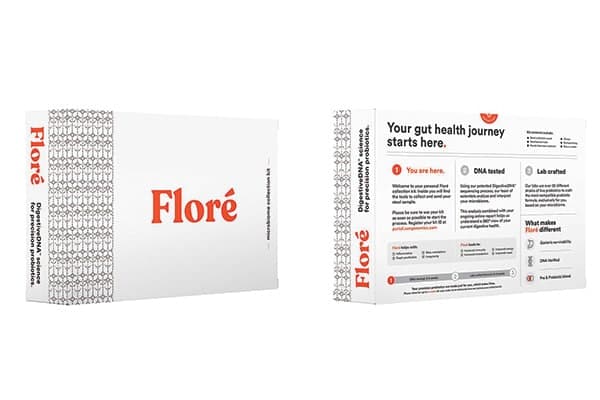 Florè probiotics analyzer front back box design
