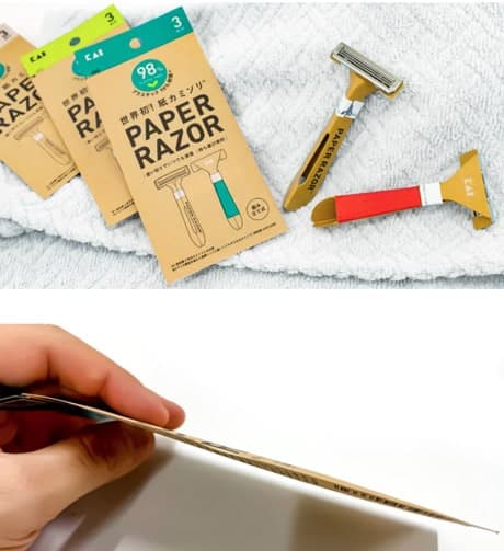 Dettaglio sul packaging del rasoio usa e getta sostenibile