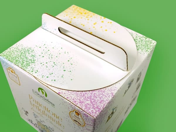 Closeup on special finishes on the corrugated cardboard box