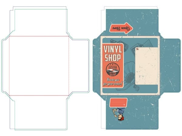 Dieline for the shipping envelope