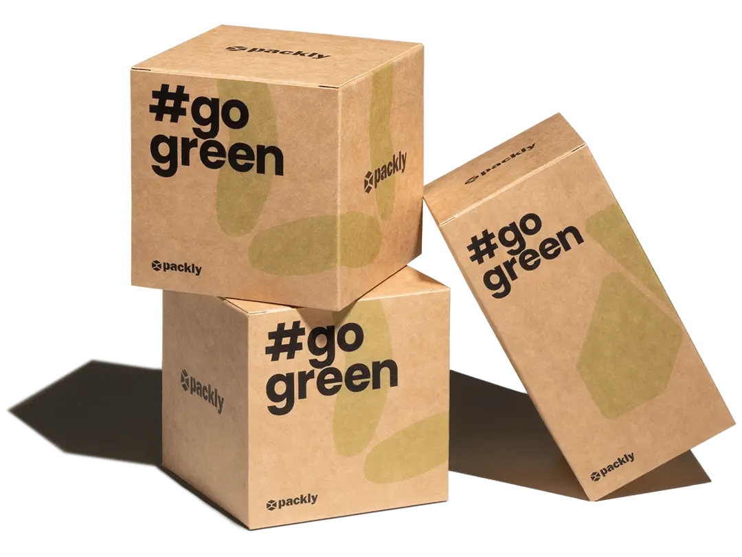 Kraft cardboard boxes printed in dark green